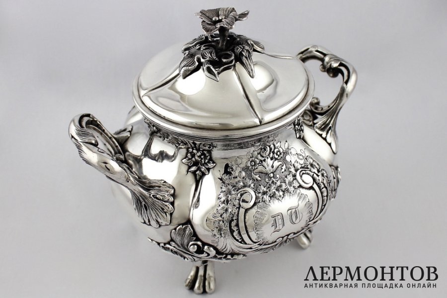 Сахарница Debain et Flament. Серебро 950 пробы. Франция, XIX в.