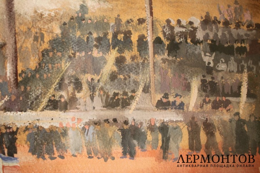 Картина. Футбольный матч. 1939 г.  Смешанная техника. Неизвестный художник. 