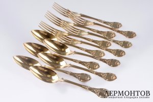 Столовый сервиз на 6 персон Jamet. Серебро 950. Франция