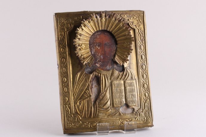 Икона. Господь Вседержитель. Латунный оклад. Россия, до 1917 года.