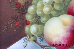 Пласт Натюрморт со смородиной. Фарфор.  Европа, 19 век.