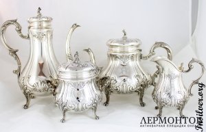 Чайно-кофейный сервиз Gross . Серебро 950. Франция