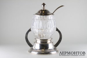 Крюшонница в классическом стиле. Серебро 800 пробы, хрусталь. Германия, XIX в.