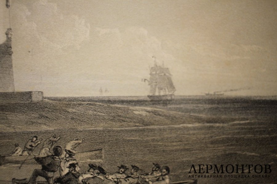 Литография. Маяк на мысе Херсонес. Крымская война. У. Симпсон. Лондон, 1855 г.