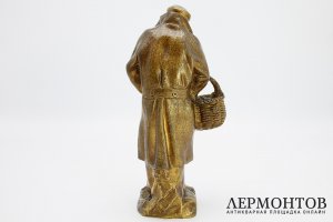 Скульптура Мужчина с корзиной яблок. Бронза, кость. Франция, Secarel, 1920-30е гг.