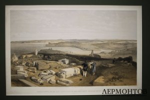 Литография. Вид на Севастополь от руин древнего Херсонеса. У. Симпсон. 1856 г.