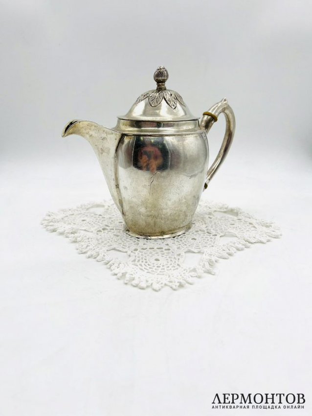 Кофейник с носиком-сердечком. Серебро 12 лот, золочение, Польша, 1814 год