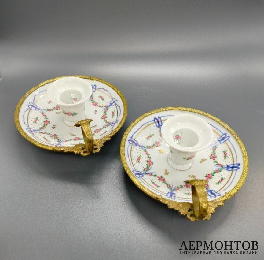 Парные подсвечники «Праздник». Фарфор, латунь, Josephine, Китай, 1980–1990-е годы