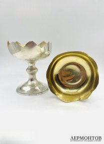 Парные креманки «Кувшинки». Серебро 84 пробы, Россия, 1899–1908 годы