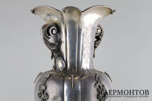 Ваза для цветов с широким горлом. Серебро 800 пробы. Италия, пер. пол. XX в.