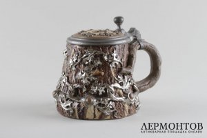 Пивная кружка с накладным рельефом в виде виноградной лозы. Германия, Villeroy Boch.