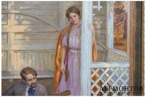Картина. В беседке, 2007 г. Е.А. Демаков, Холст, масло.