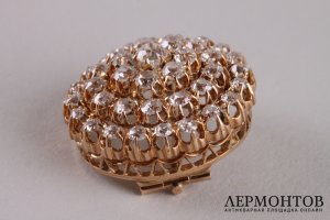 Брошь Малинка. Россия, Москва. Золото 56 пробы. 2,41 ct бриллианты. Заключение.