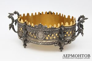 Подача, жардиньерка в стиле историзм. Серебро 800 пробы. Германия, Posen, 1897 г.