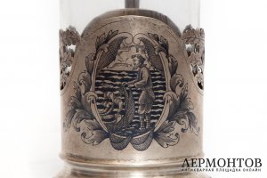 Подстаканник Сказка о рыбаке и рыбке. Россия, Москва.1958-1960 гг. Серебро 875 пробы