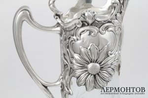 Декантер Ромашки. Серебро, хрусталь. Португалия