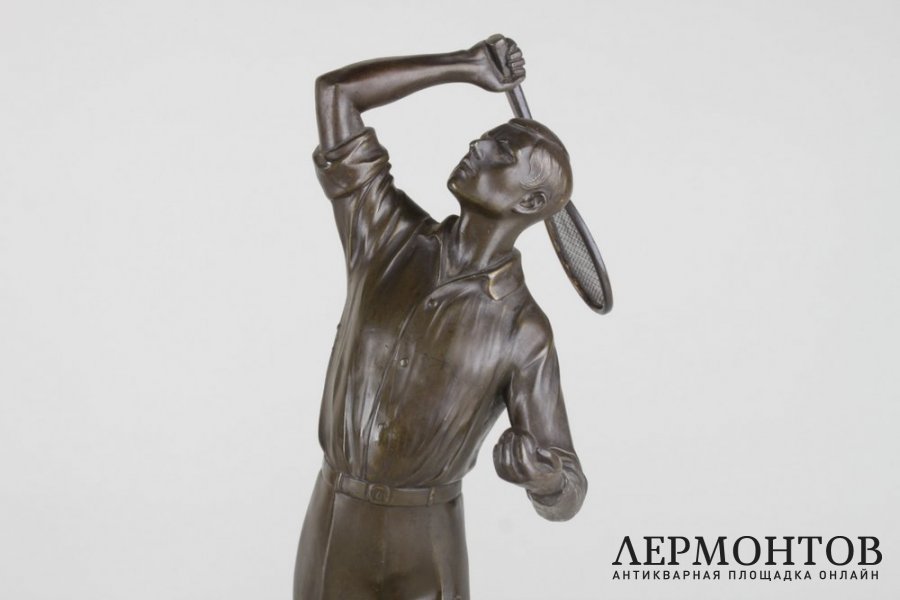 Парные скульптуры Теннисисты в стиле Ар Деко. Зап. Европа, 1930-е гг.  Шпиатр.
