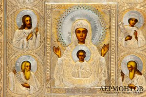Икона Богоматерь Знамение, Курская-Коренная. Серебро. Россия, 1899-1908 гг. Темпера.