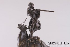 Скульптура Джигитовка наездника черкеса. Бронза.Россия, к 19 в. Скульптор Е. Лансере.