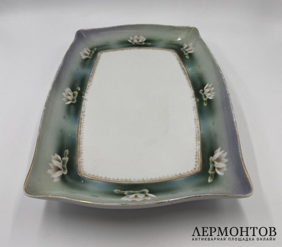 Блюда Кувшинка в ст. Модерн 3 шт. Россия, М. Кузнецов, 1900-е гг. Фарфор, роспись.