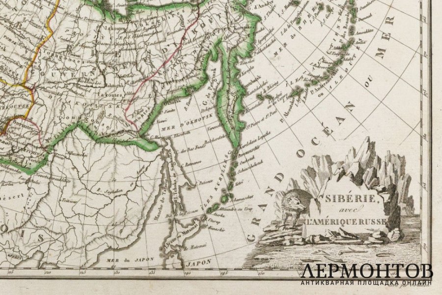 Карта. Российская империя. Сибирь и Русская Америка.  Мальт-Брюн. Франция, 1812 год.