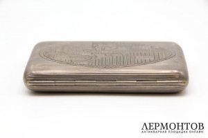 Портсигар с крестьянским сюжетом. Серебро 84 пробы. Россия, Милюков, 1880е гг.