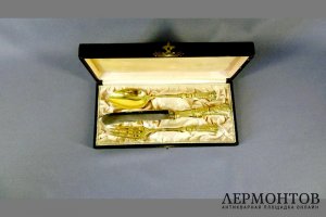Набор Эгоист. Серебро 900, сталь, золочение. Европа, XIX век.