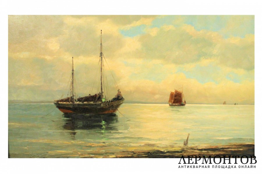 Картина. Морской пейзаж. Fritz Haack. Холст, масло.