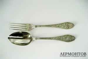 Столовый комплект. Серебро 950 пробы. Франция, XIX век.