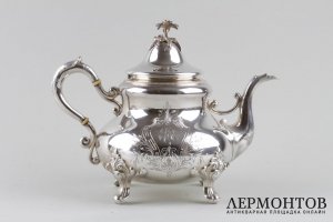 Чайник в неоклассическом стиле Fizaine. Серебро 950 пробы. Франция, XIX век.
