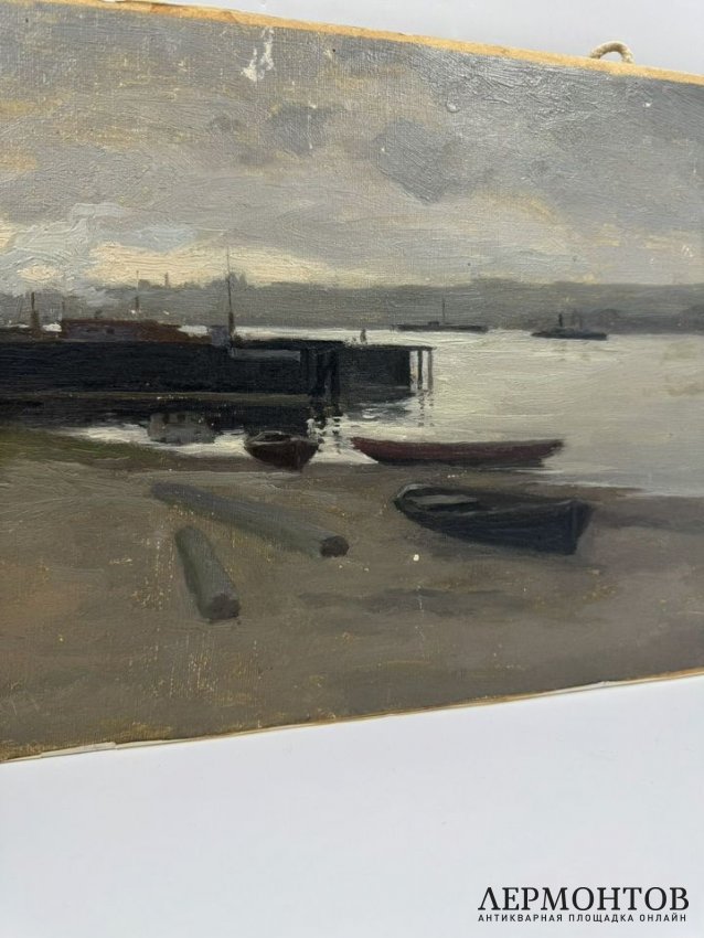 Картина «На берегу». Оргалит, масло, Г. К. Севостьянов, СССР, середина 20 века