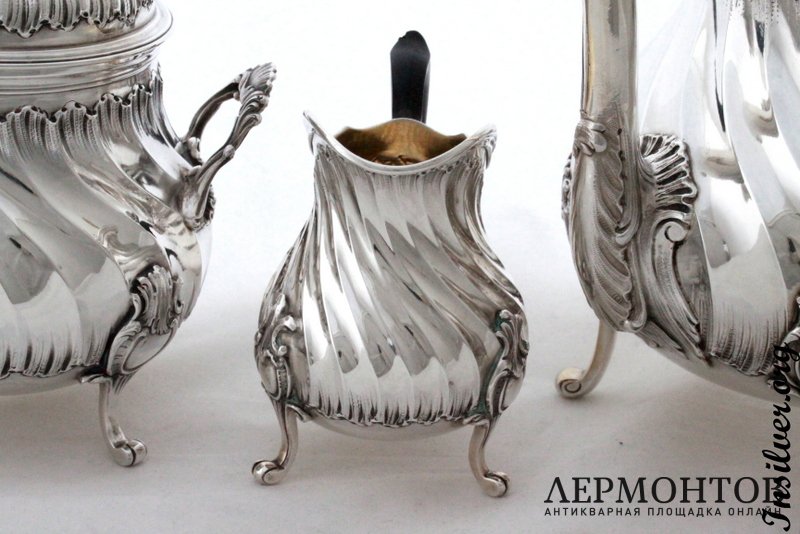 Чайно-кофейный сервиз Lapar. Серебро 950. Франция