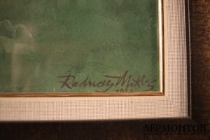 Картина. Футбольный матч. 1939 г.  Смешанная техника. Неизвестный художник. 