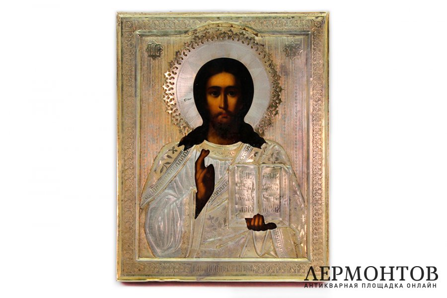Икона. Господь Вседержитель. Серебро 84 пр, масло. Россия, А.Спарышкин, 1907-1908 гг.