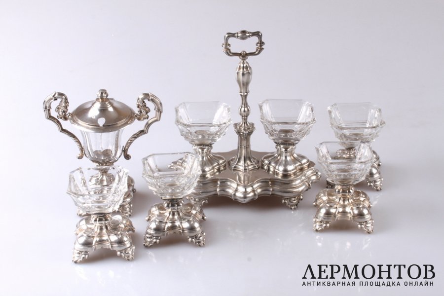 Сервировочный набор Courtois. Серебро 950, хрусталь. 1834-1837 годы. Франция