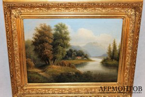 Картина. У подножья Альп. Фердинанд Коска. Холст, масло. Германия