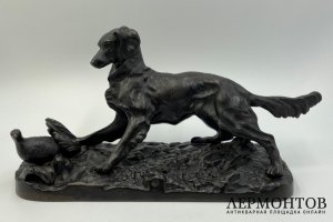Скульптура Собака сеттер. Россия, Каслинский завод, 1911 г. Чугун.