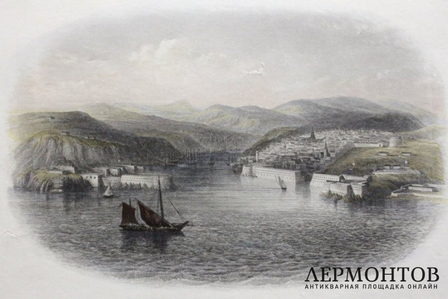 Гравюра. Вид на Севастополь с высоты птичьего полета. Лондон. 1860-е. 
