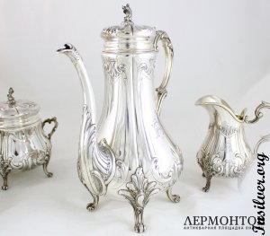 Чайно-кофейный сервиз Gross . Серебро 950. Франция