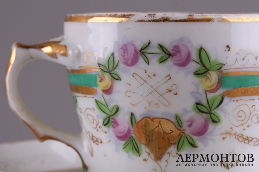 Чайная пара. Фарфор. Завод М. Куриного, до 1917 г.