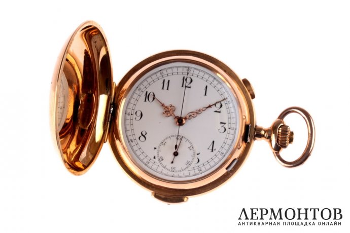 Карманные часы с хронографом и репетиром Volta. Золото 750. Швейцария