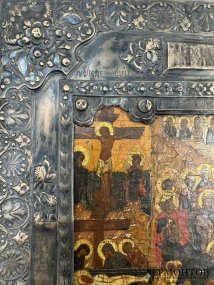 Икона «Воскресение» в окладе. Дерево, левкас, темпера, Россия, 19 век