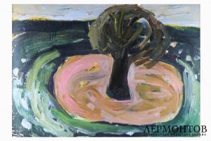 Поздеев А.Г. Дерево. Картон, масло, начало 1970-х гг. В раме.