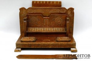 Письменный прибор, русский стиль. Дерево. Россия, Кудрино, 1910-1930е гг.