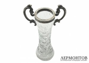 Ваза для цветов в ст. неоклассика. Россия, 1900-е гг. Серебро 84 пробы, хрусталь. 