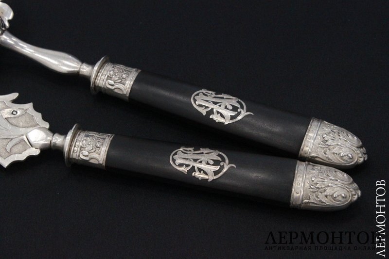 Набор для сервировки рыбы Art nouveau. Серебро 950. Франция