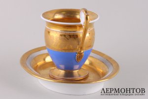 Чайная пара. Чашка - Россия, завод А. Попова, блюдце - Франция, M. Jmple de Sevres.
