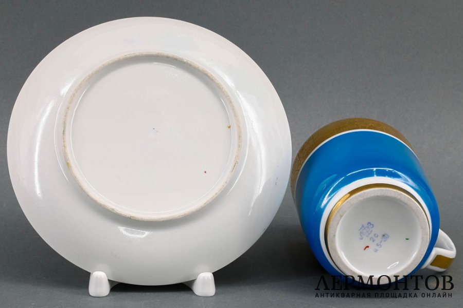 Чайная пара, агитация. Фарфор. СССР, ЛФЗ, 1970-80е гг.