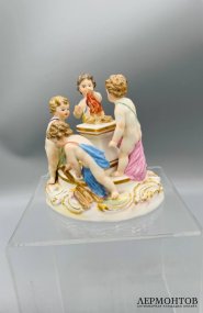 Статуэтка «Амуры разжигают пламя». Фарфор, роспись, Meissen, Германия, 2-я половина 19 века