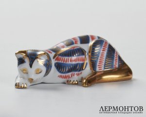 Статуэтка «Кошка лежит». Фарфор, Franklin Mint, США